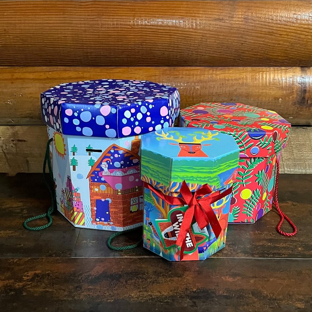 3 Empty Octagonal LUSH Gift Boxes for Reuse, Storage, Display, or Collecting